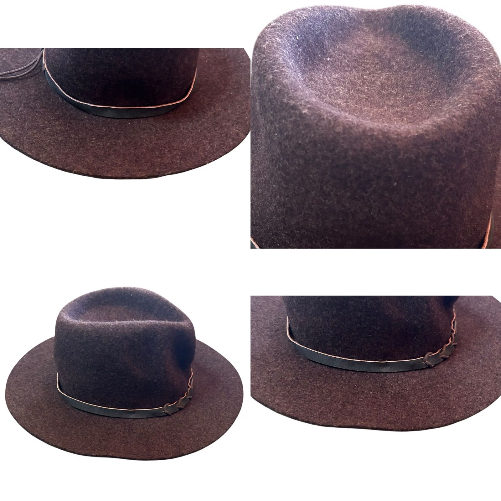Eddie Bauer VINTAGE Eddie Bauer Lite Felt 100% Wool Fedora Hat Brown Leather Band Small/Medium Size ONE SIZE - 8 Thumbnail
