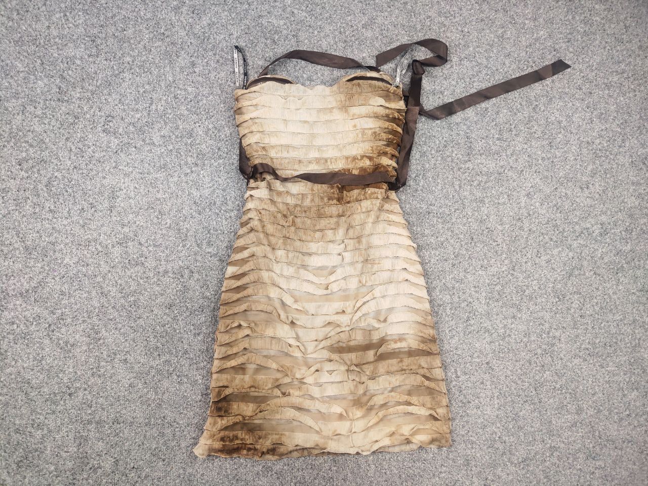 Morgan De Toi Vintage Y2K Morgan de toi strapless Mini dress ruffles brown Size S / US 4 / IT 40 - 10 Thumbnail