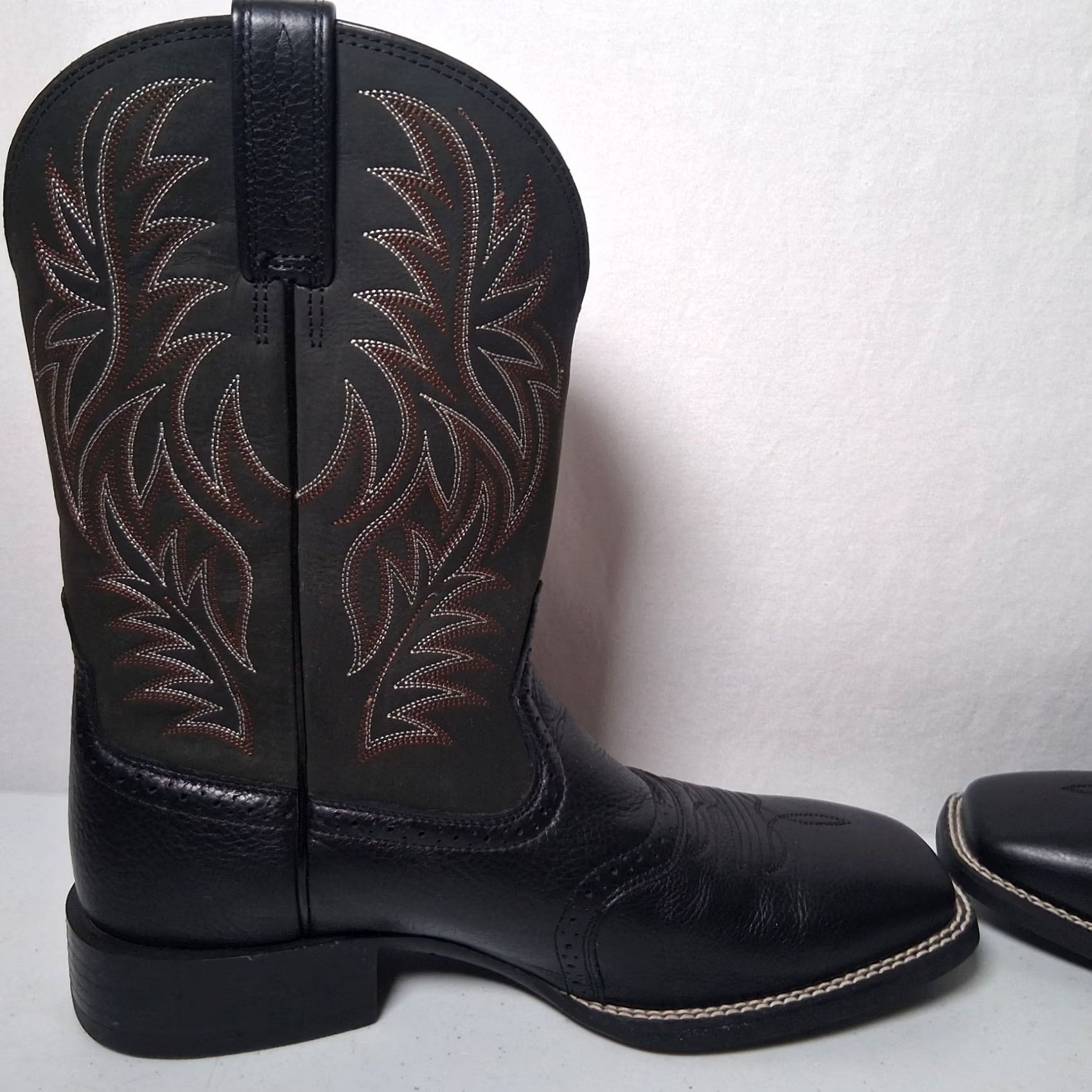 Ariat Ariat Sport Western Boots Men 11 1/2 D Black Cowboy Boots Square Toe Pull On Leather Rugged Ranchwear Rodeo Casual Workwear Mens Size US 12 / EU 45 - 4 Thumbnail