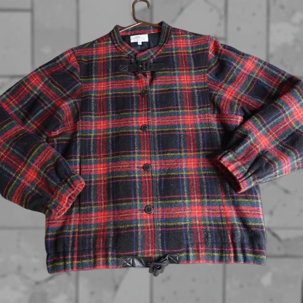 Vintage L.L. Bean Jacket Womens 14 Black Red Plaid Wool Merrimac Stewart Virgin Wool 100% Wool Long Sleeve Button Closure Mid-Length Womens Hanbook Size XL / US 12-14 / IT 48-50 - 1 Thumbnail
