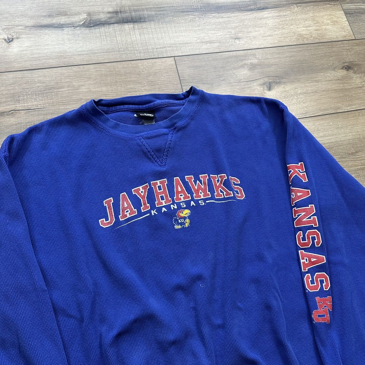 NCAA Vintage 90s Kansas Jayhawks Blue Long Sleeve Thermal Size US XL / EU 56 / 4 - 5 Thumbnail