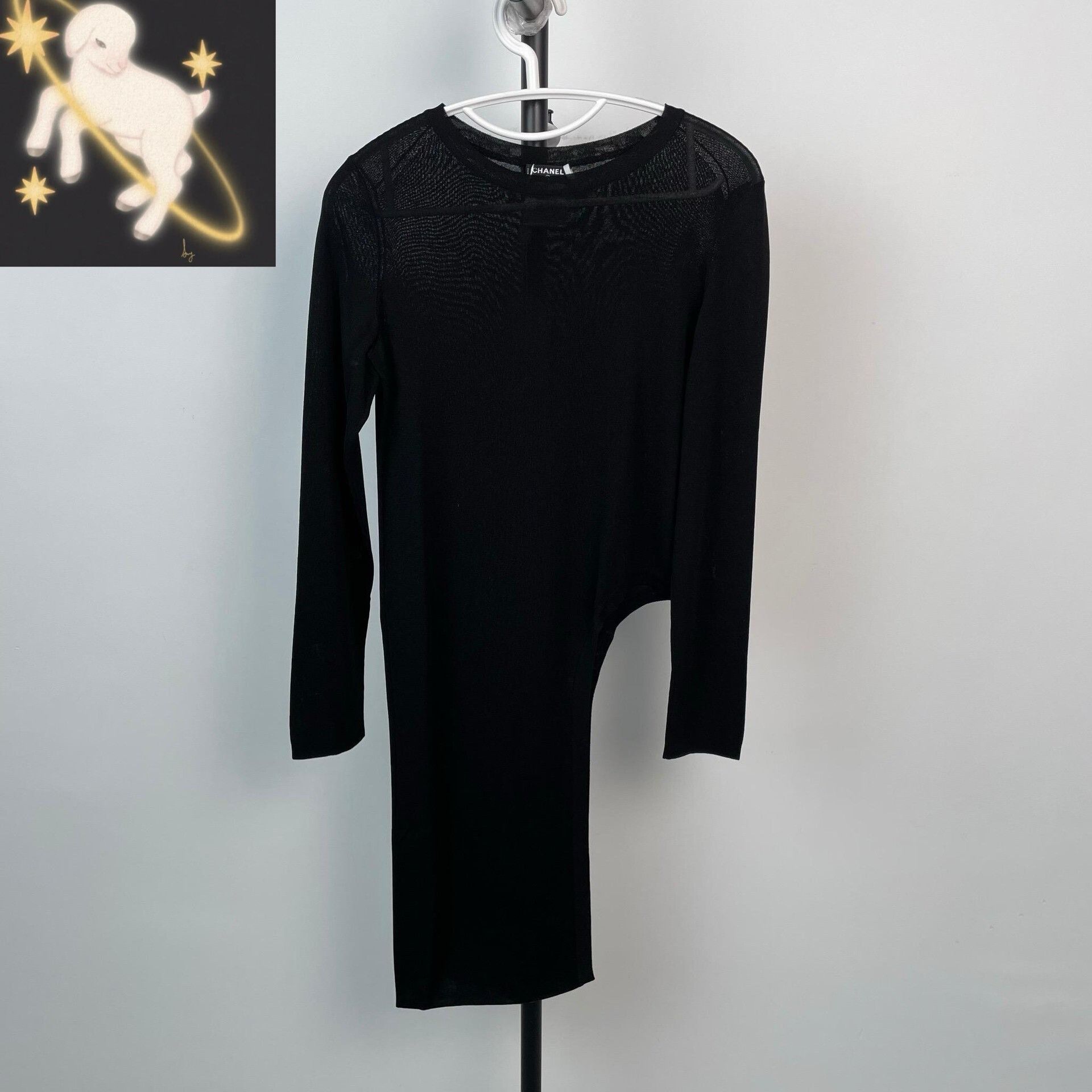 Chanel Chanel Black Irregular Knit Dress Size S / US 4 / IT 40 - 1 Thumbnail