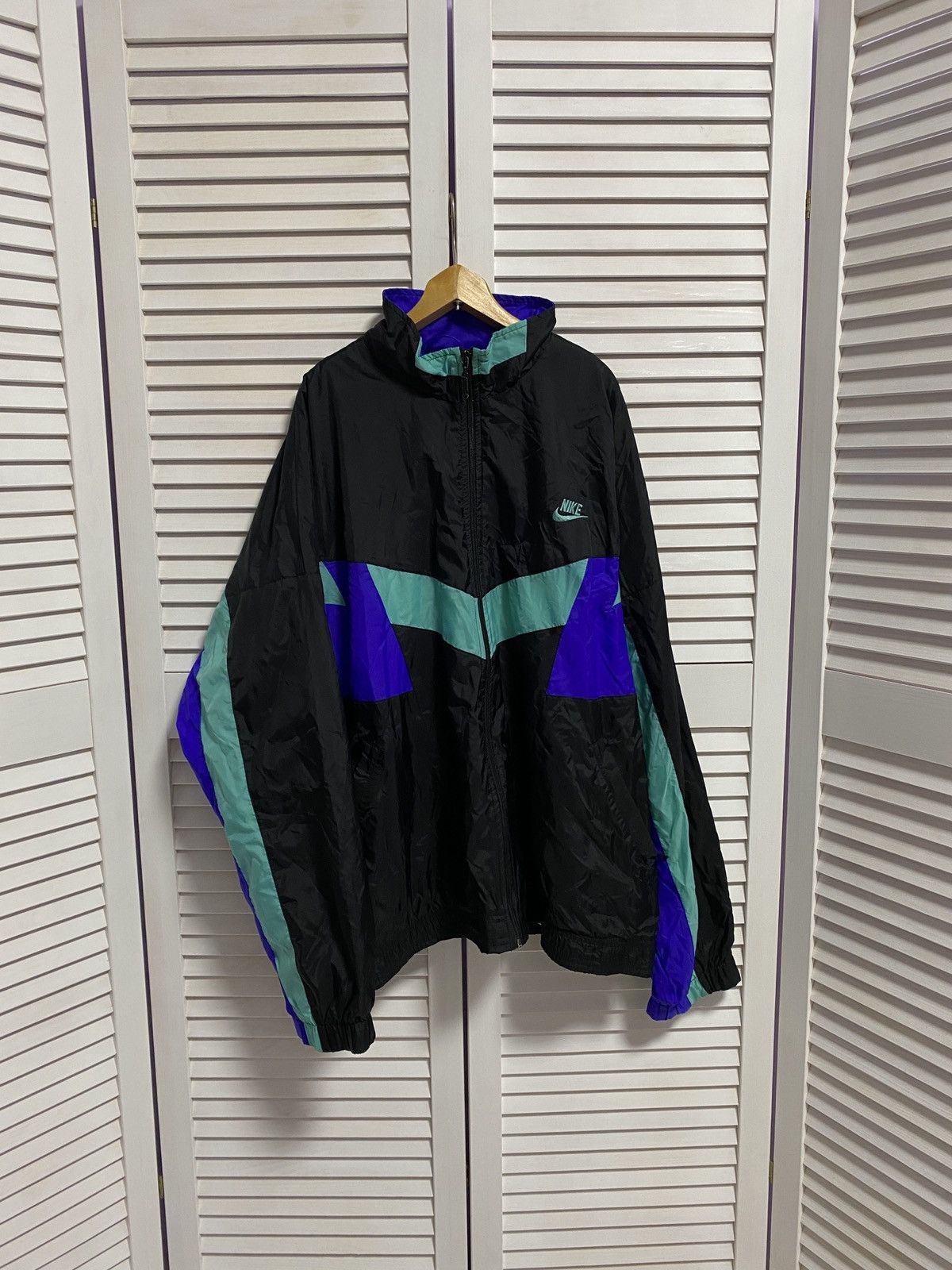 Vintage Zip Up Sweater Nike Nylon Boxy Hip Hop Y2K Drill
