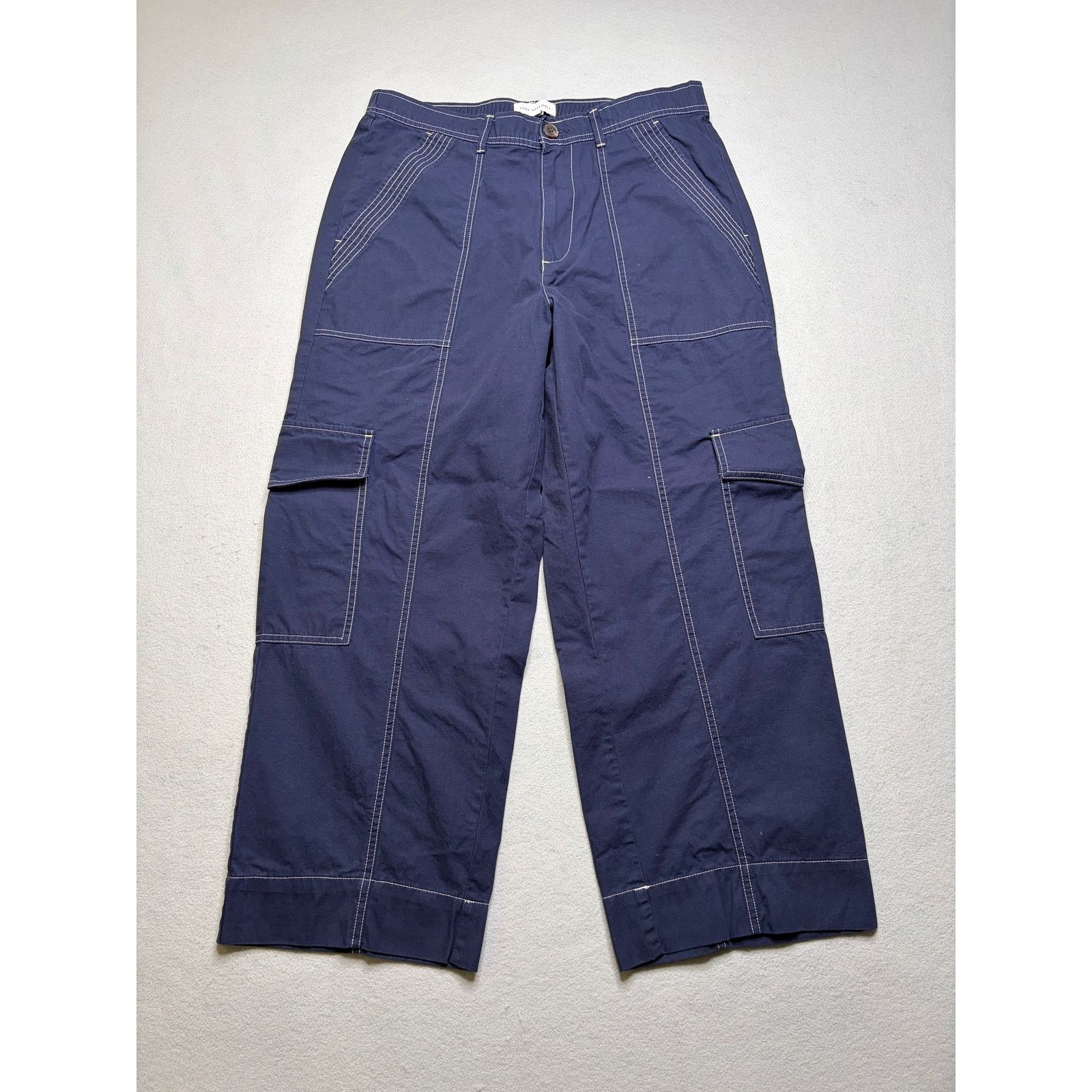 Other Free Assembly Women’s Navy Wide Leg Cargo Pants Contrast L Size 26" / US 2 / IT 38 - 1 Thumbnail