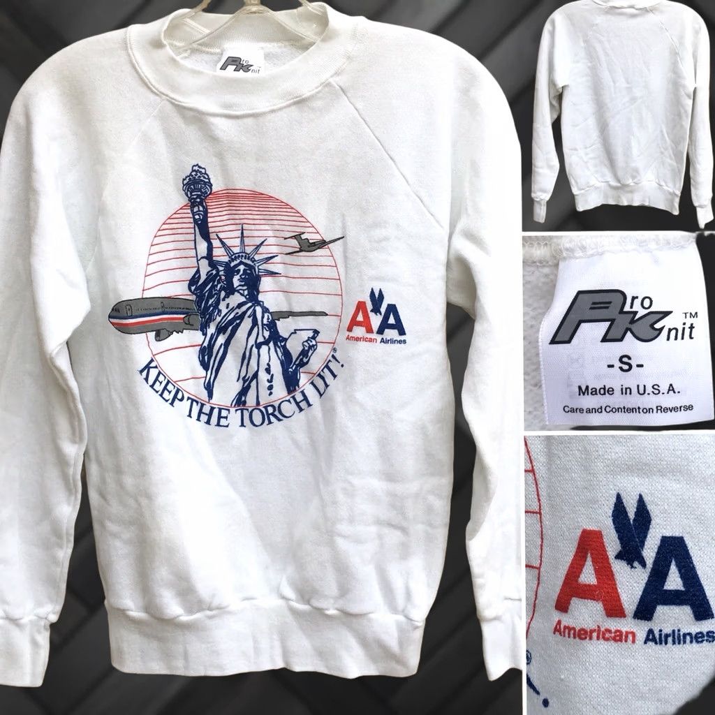 Vintage VINTAGE Pro Knit Sweatshirt Shirt S White Graphic Print USA Transportation Statue Of Liberty 80s 1980s Mens Boys Womens Size US S / EU 44-46 / 1 - 1 Thumbnail