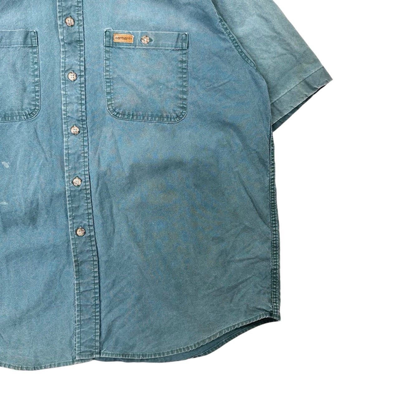 Vintage Vintage Denim Carhartt Green Wash Button Up Short Sleeve Size US L / EU 52-54 / 3 - 3 Thumbnail