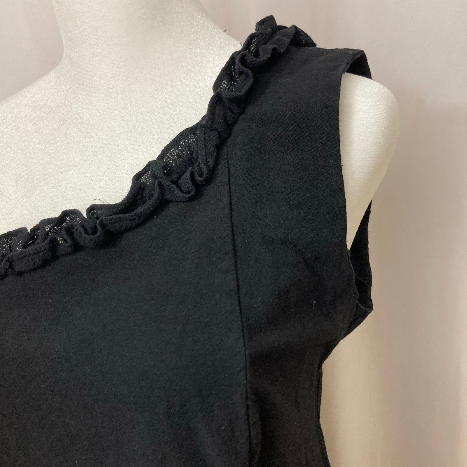 Other Mexico Handpaint Black Floral Ruffle One Shoulder Midi Dress Size S / US 4 / IT 40 - 2 Thumbnail