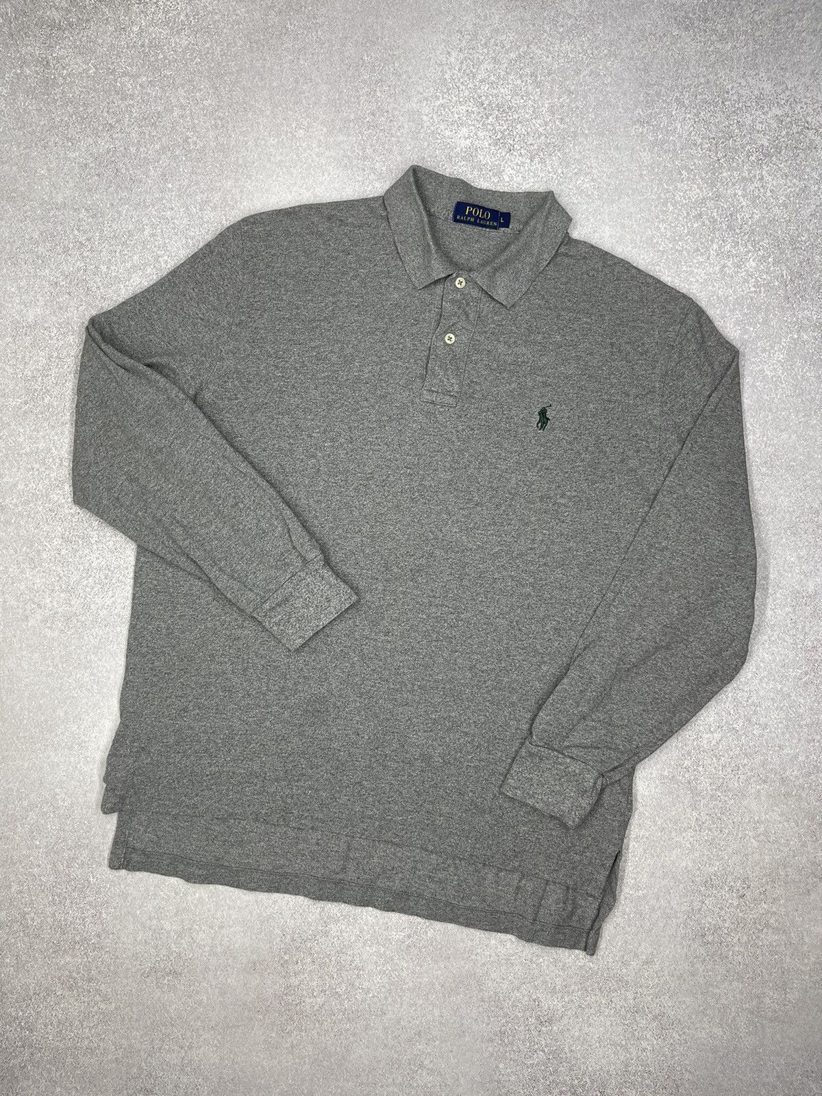Mens Ralph Lauren Polo Longsleeve Grey Y2K Rugby