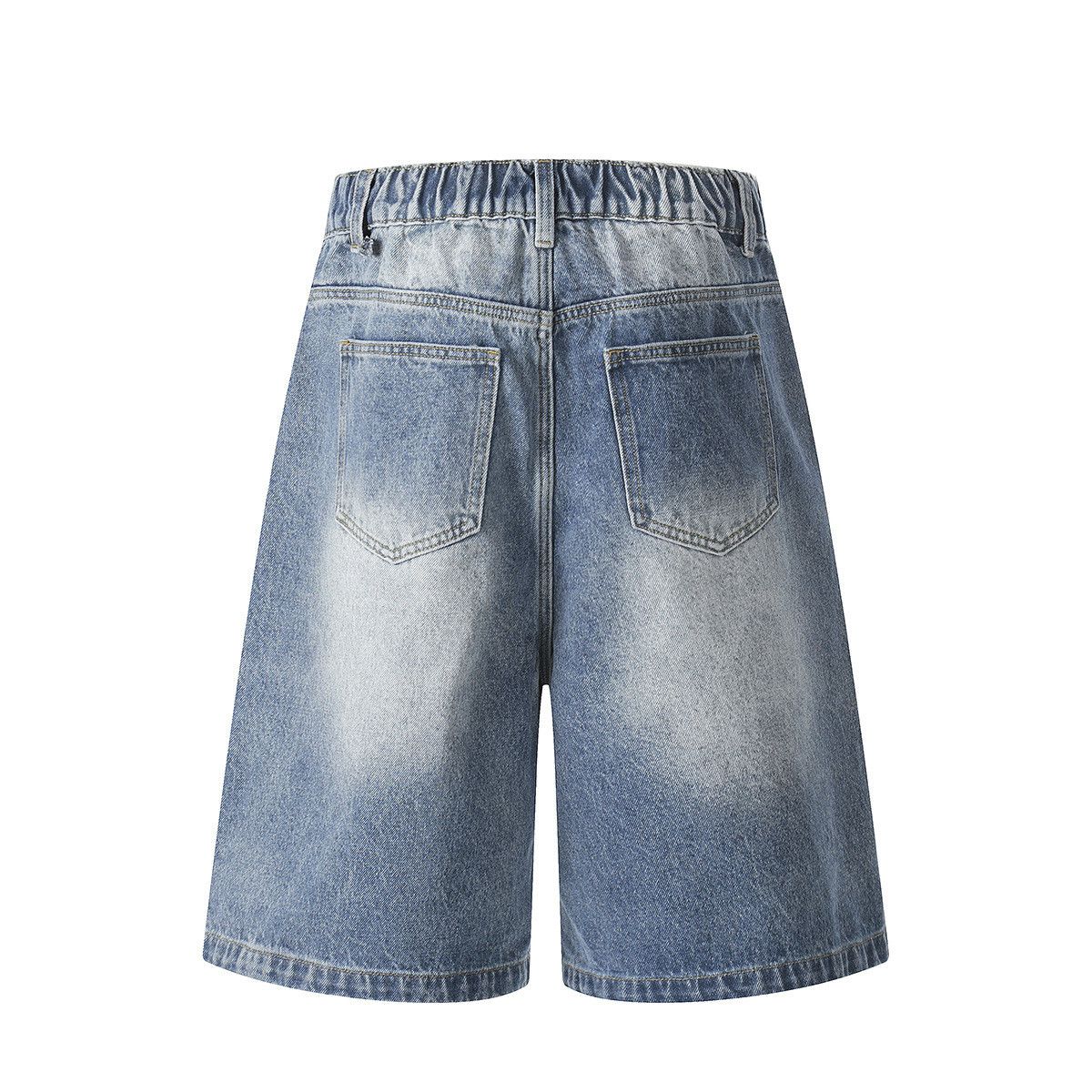 Vintage Men's Retro Washed Straight Leg Patchwork Denim Shorts Size US 32 / EU 48 - 2 Thumbnail