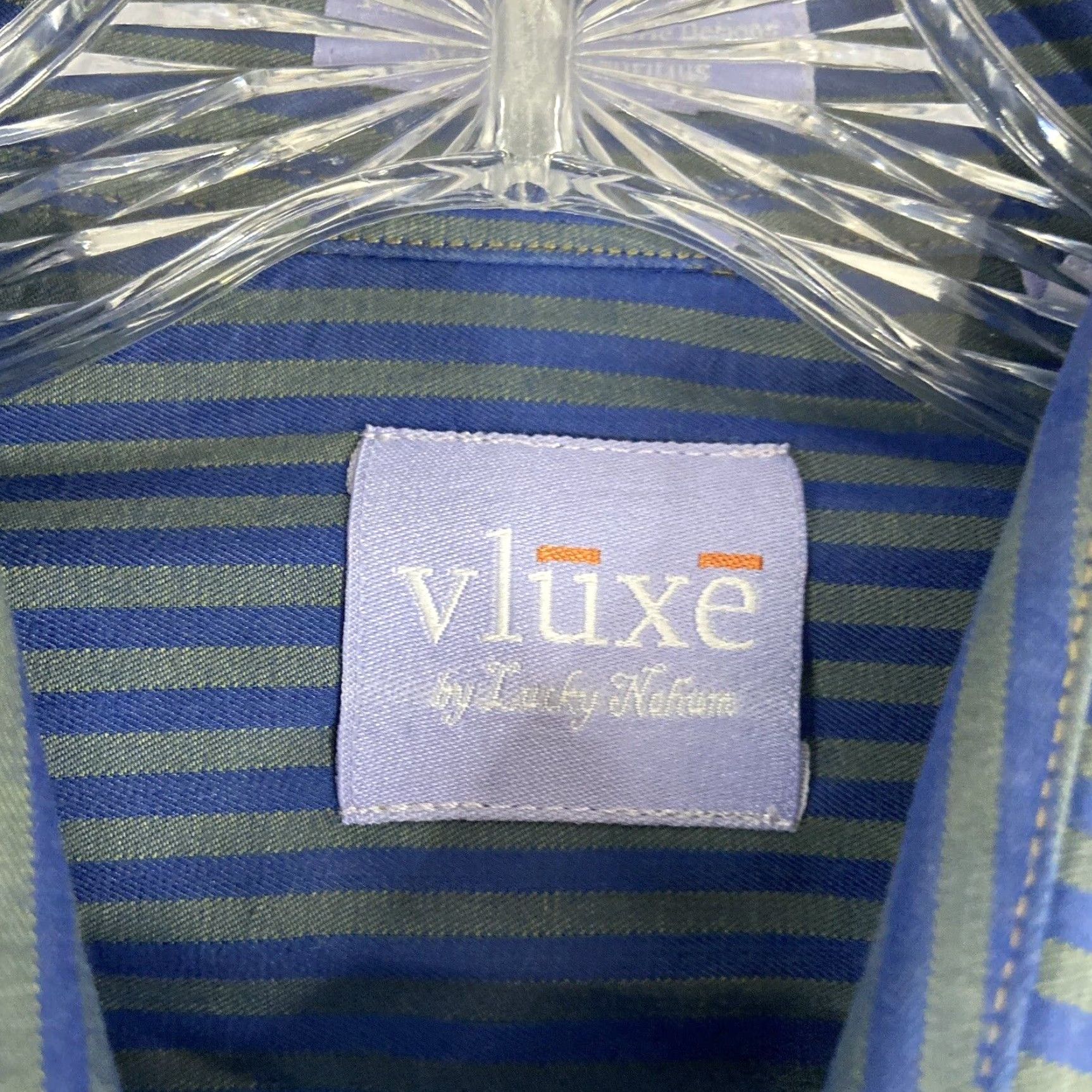 Vintage VINTAGE Vluxe by Lucky Nahum Dress Shirt Striped Blue Green Men L 16-16.5 41/42 Mens Size 42R - 6 Thumbnail