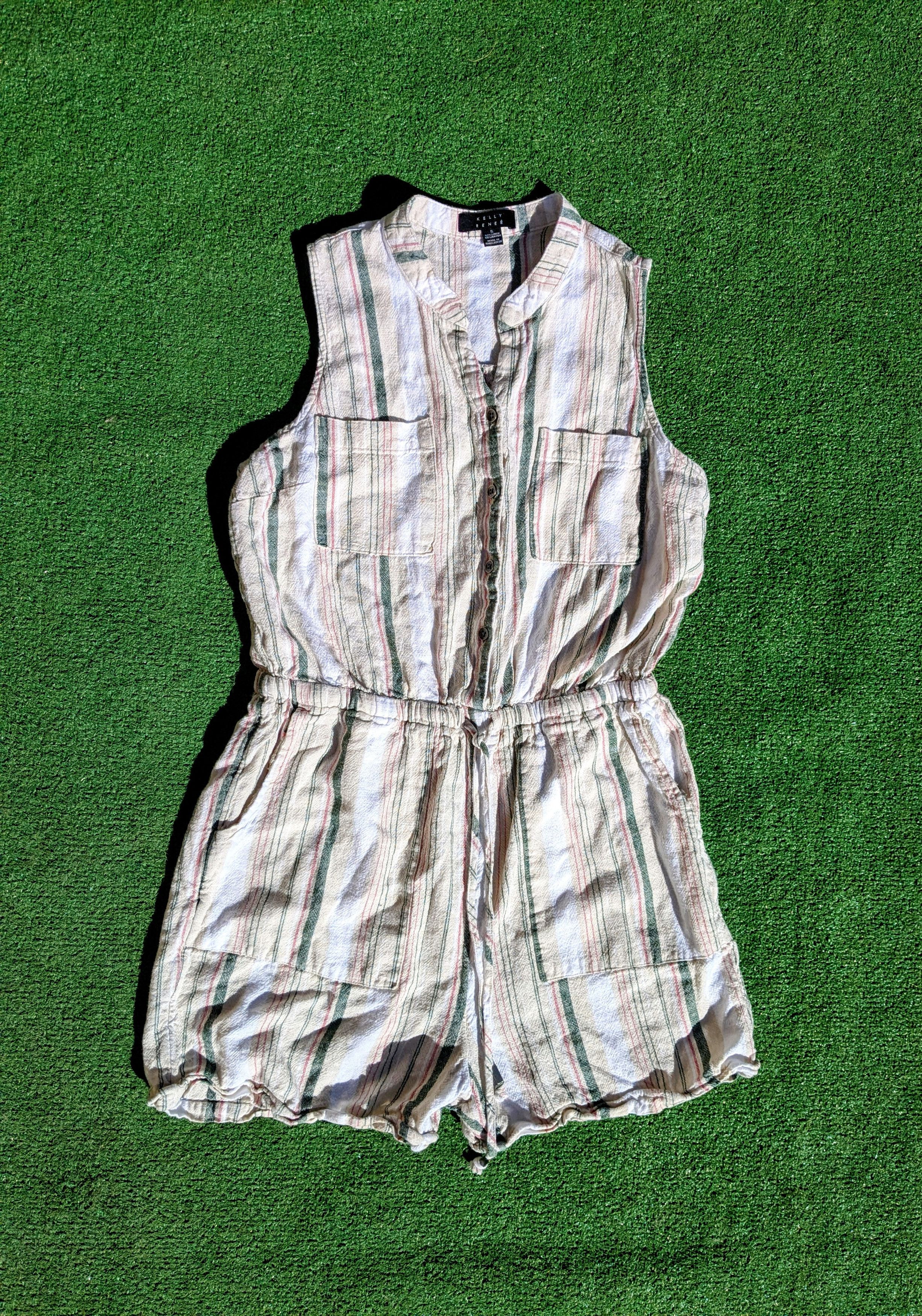 Designer Kelly Renee Linen Sleeveless Lightweight Coastal Romper Size 28" / US 6 / IT 42 - 5 Thumbnail