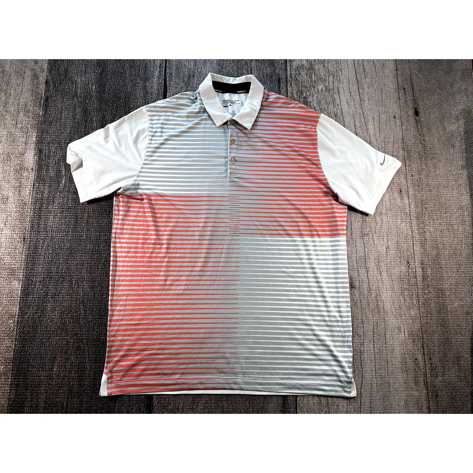 Nike Nike Golf Dri Fit Orange White Striped Polo Shirt XL Men's Size US XL / EU 56 / 4 - 1 Thumbnail