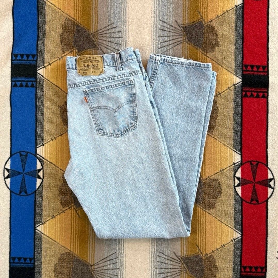 Levi's VINTAGE Levi’s Orange Tab Denim Blue Jeans 36x33 Regular Men 90s Distressed Straight USA Made Jeans Size US 36 / EU 52 - 2 Thumbnail