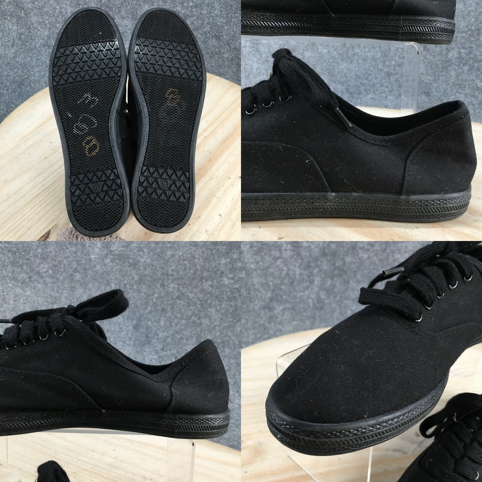 Vintage Universal Thread Shoes Womens 8 Casual Sneakers Black Canvas Low Top Lace Up Mens Womens Boys Girls Size M / US 6-8 / IT 42-44 - 9 Thumbnail