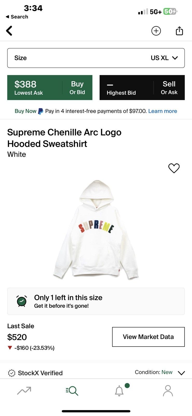 Supreme Supreme Chenille Arc Logo Hoodie Size US XL / EU 56 / 4 - 6 Thumbnail