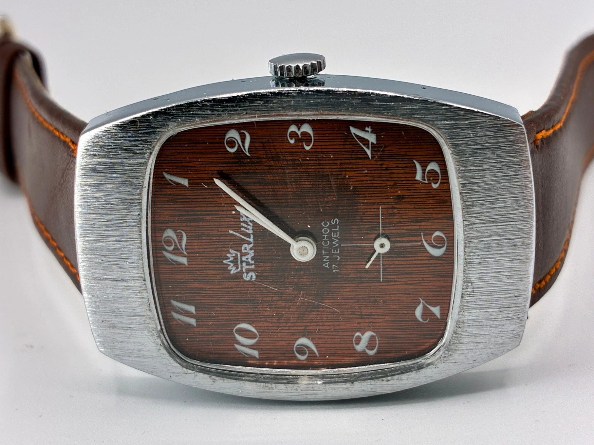 Other Starlux 17 Jewels Antichoc Vintage Wood Grain Dial Watch Size ONE SIZE - 1 Thumbnail