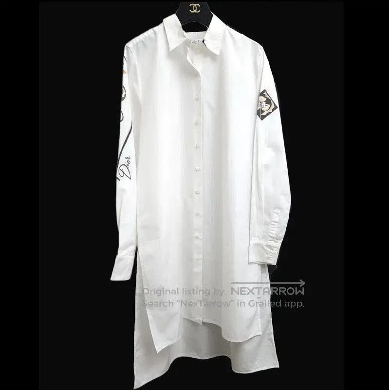 Dior Dior White Cotton Long Sleeve Dress . Size S / US 4 / IT 40 - 1 Thumbnail