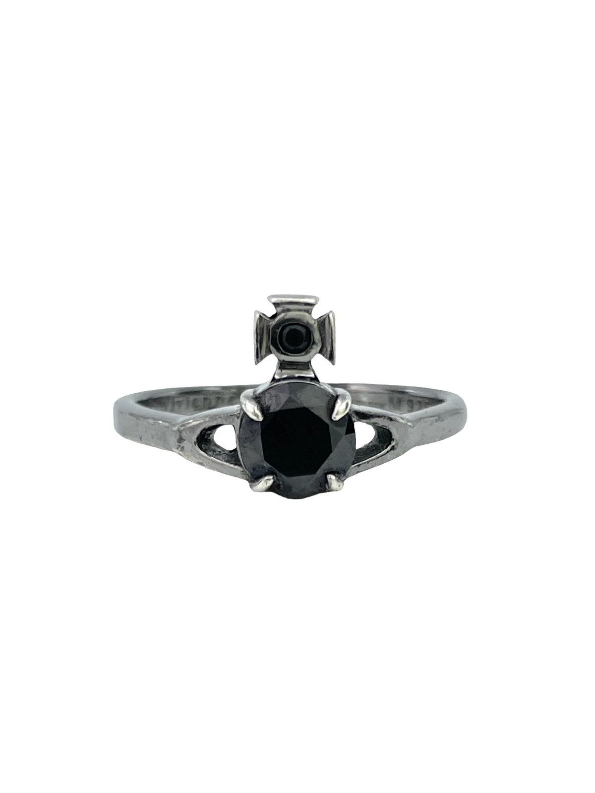 image of Vivienne Westwood Gunmetal Crystal Orb Ring in Black, Men's