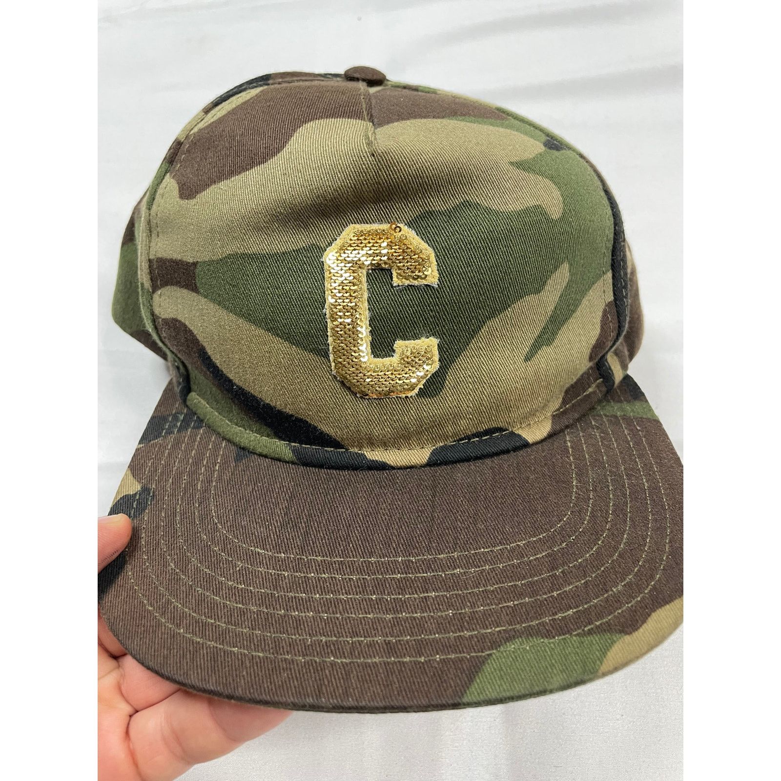 image of Celine Snapback Camo Gold Os in Green, Men's
