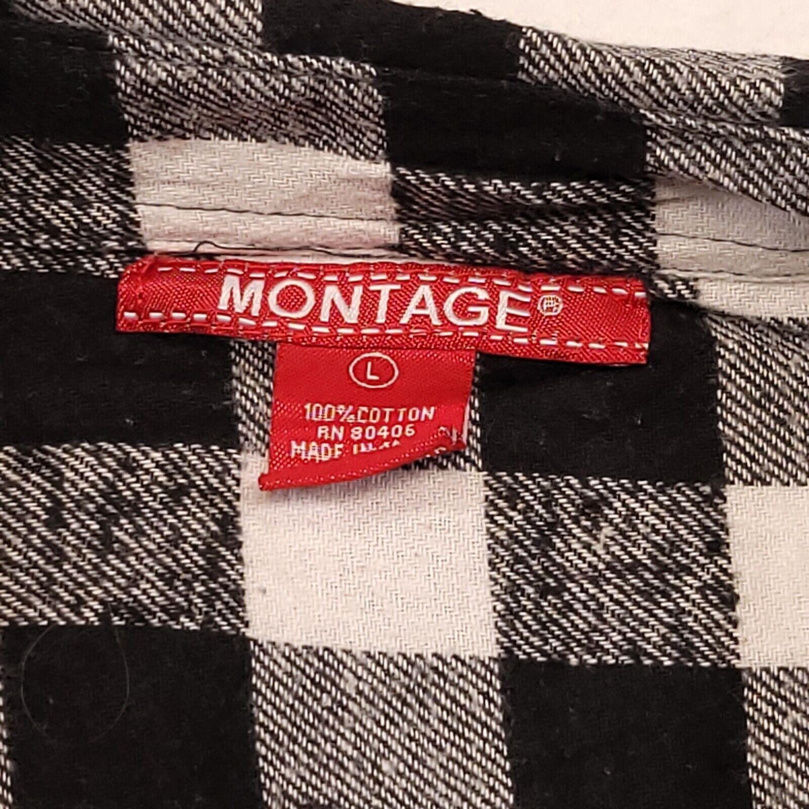 Montage Montage Gingham Flannel Shirt Mens Size Large L Black White Size US L / EU 52-54 / 3 - 3 Thumbnail