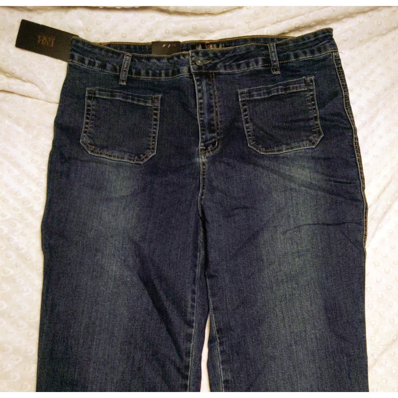 Denime L&B Lucky & Blessed Jeans Bootcut Womens 16 Blue Denim 36x32 M/L Regular Plus Western USA Distressed Pockets 5-Pocket Subtle Stretch NWT Size 38" / US 16 / IT 52 - 4 Thumbnail
