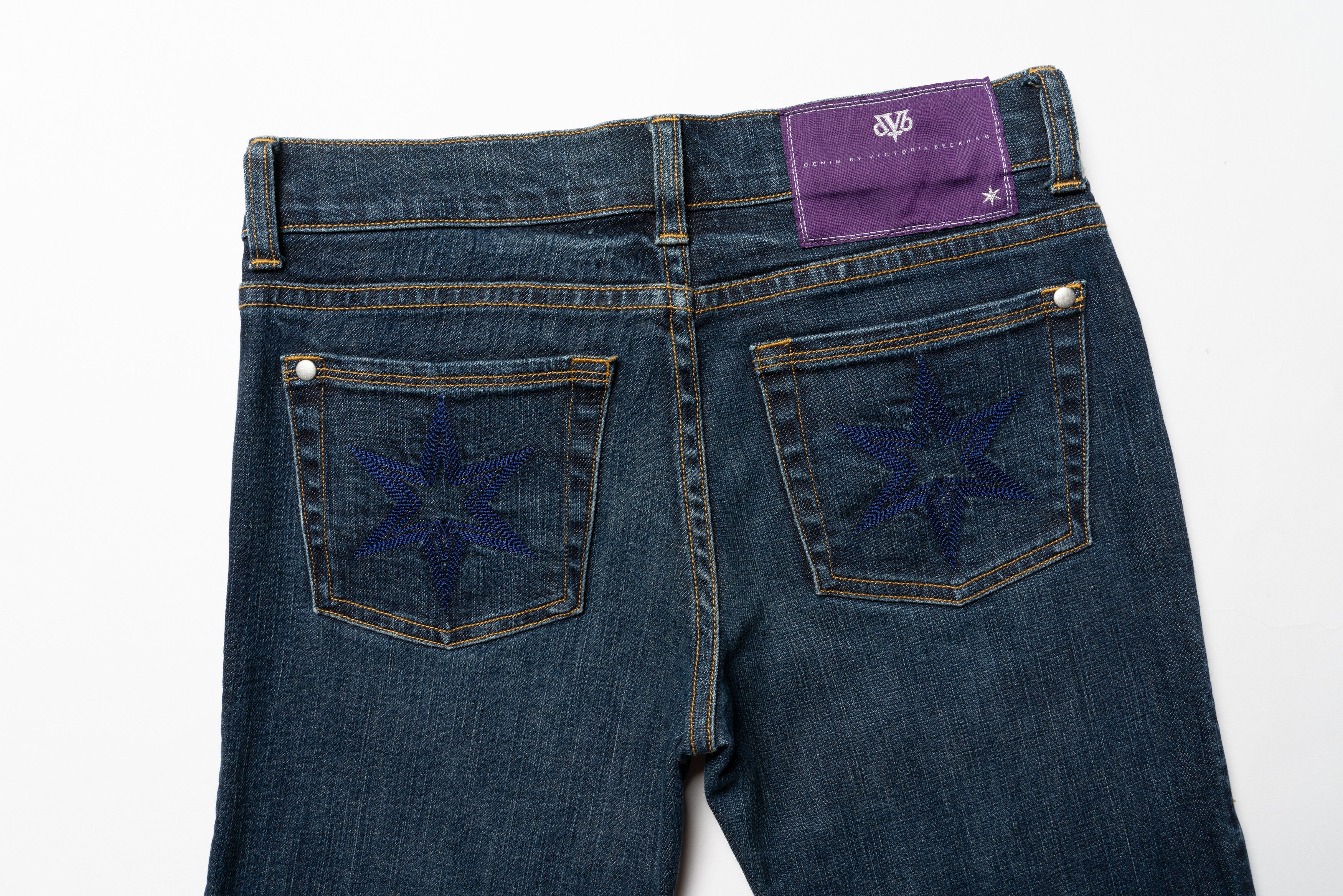 Victoria Beckham 🔴VICTORIA BECKHAM Vintage Blue Star Pocket Denim Jeans Size 24" / US 00 / IT 34 - 12 Thumbnail