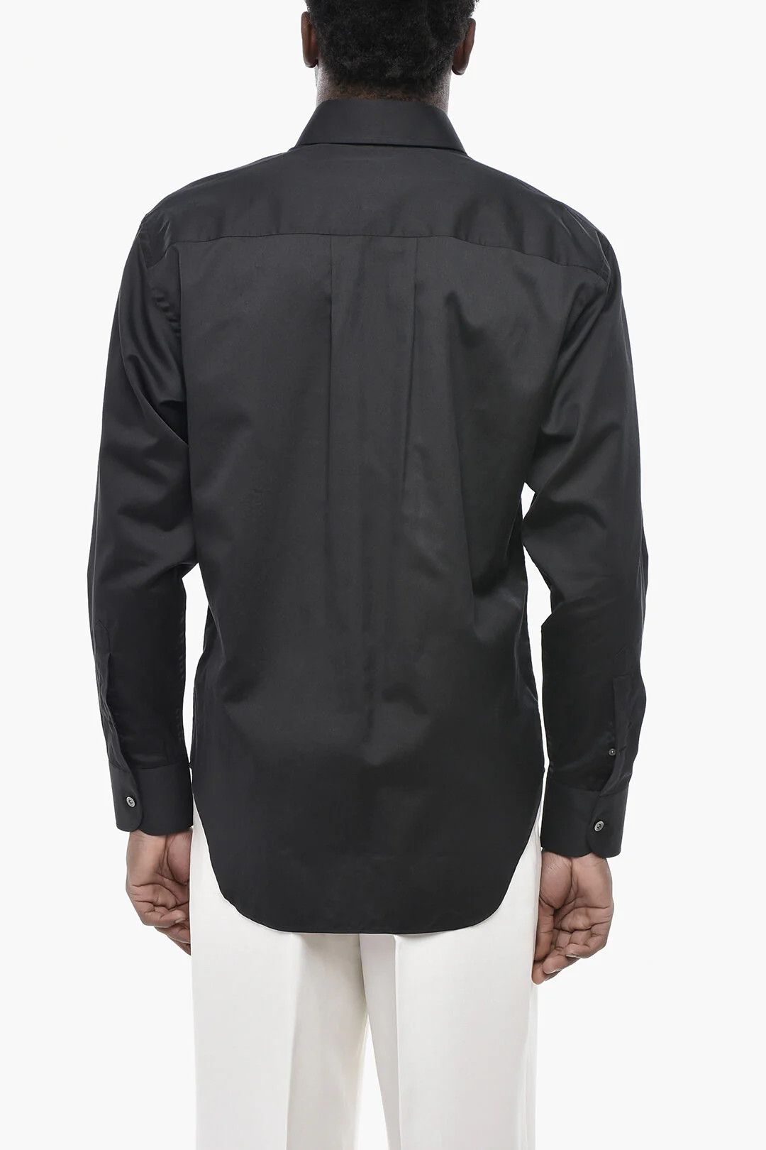 Tom Ford og1mm0426 Cotton & Silk Solid-Color Shirt in Black Size US M / EU 48-50 / 2 - 2 Thumbnail