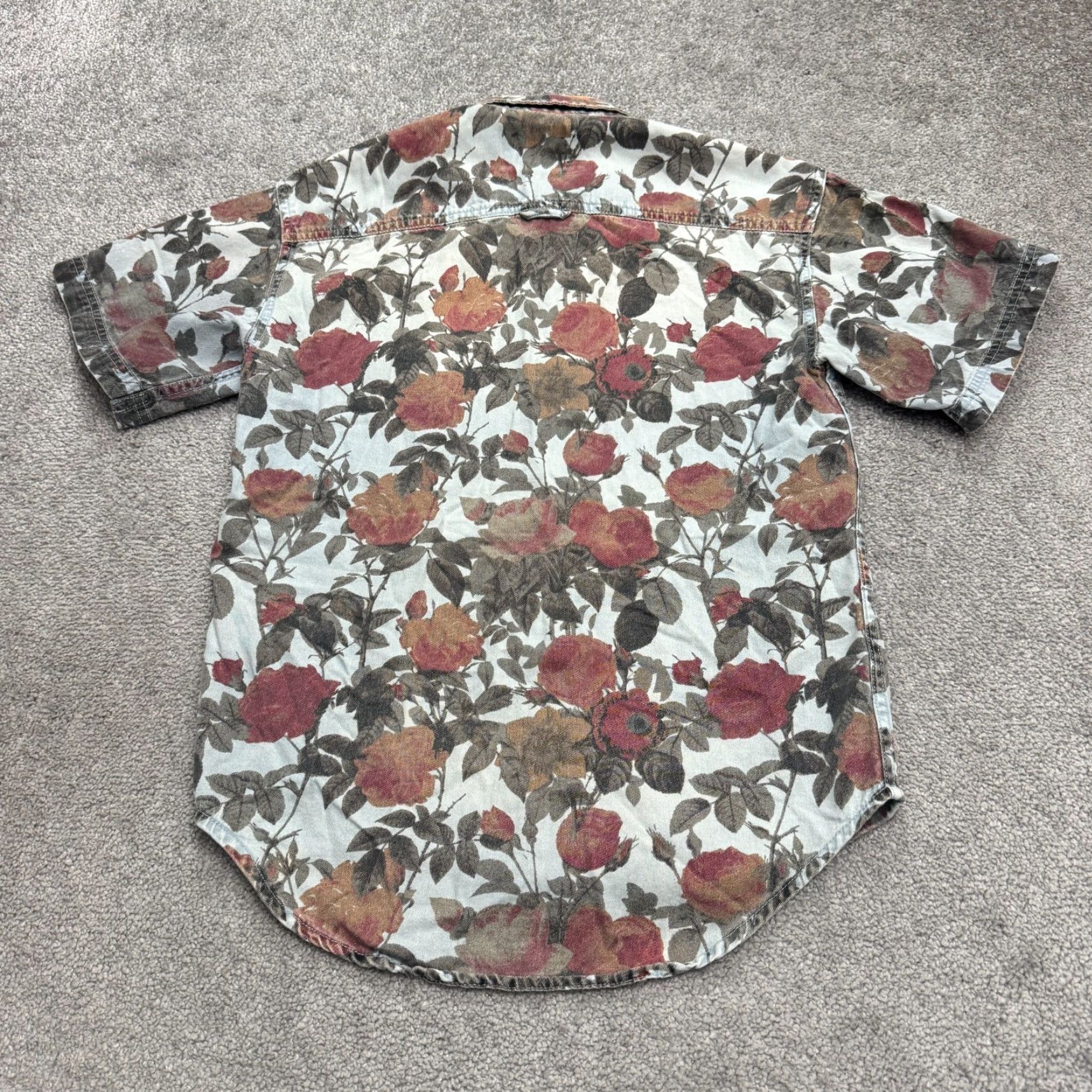 Topman VINTAGE Topman Floral Denim Shirt Men XXS Short Sleeve Casual Bohemian Hawaiian 90s Style Size US XXS / EU 40 - 2 Thumbnail