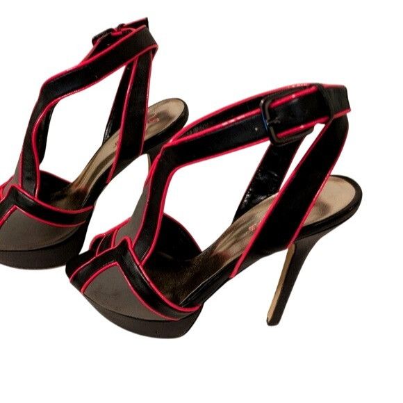 Other JustFab Black & Pink 5" High Heel Sandals With Adjustable Bu Size US 8.5 / IT 38.5 - 2 Thumbnail