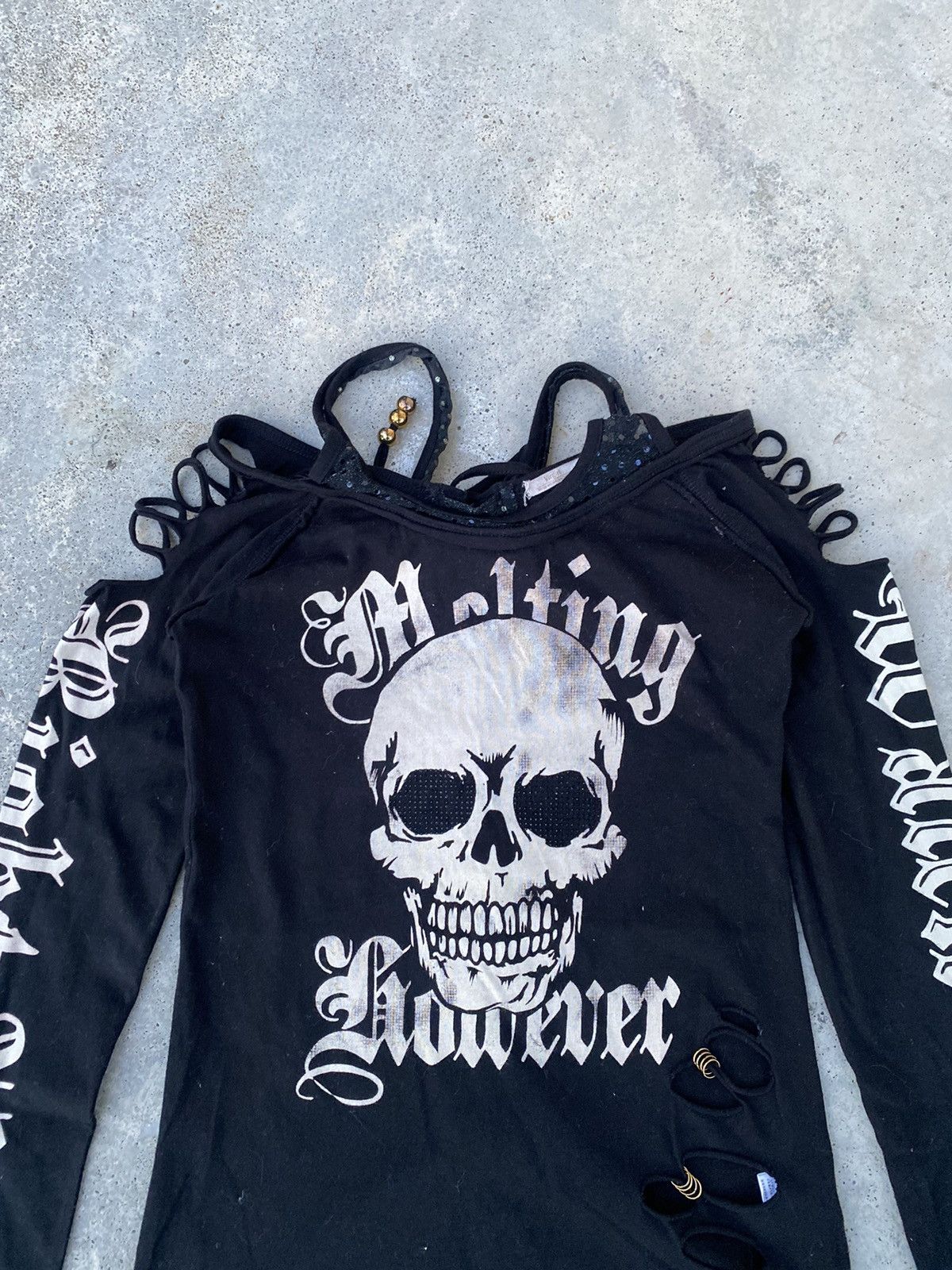 Japanese Brand Grunge Skull Gothic ifsixwasnine styled Goa Punk Tees Size XS / US 0-2 / IT 36-38 - 2 Thumbnail