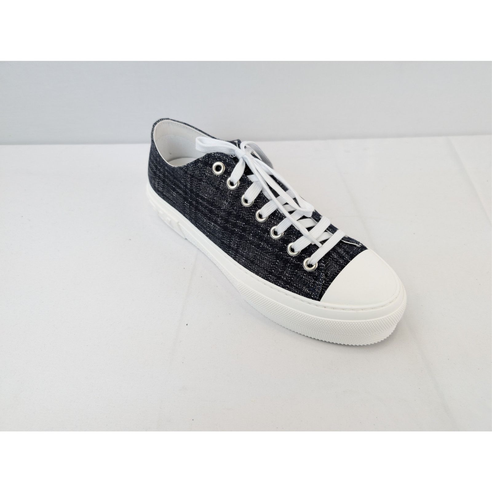 Burberry o1rshd1 Jack Check denim low-top sneakers white rubber sole Size US 12 / EU 45 - 2 Thumbnail