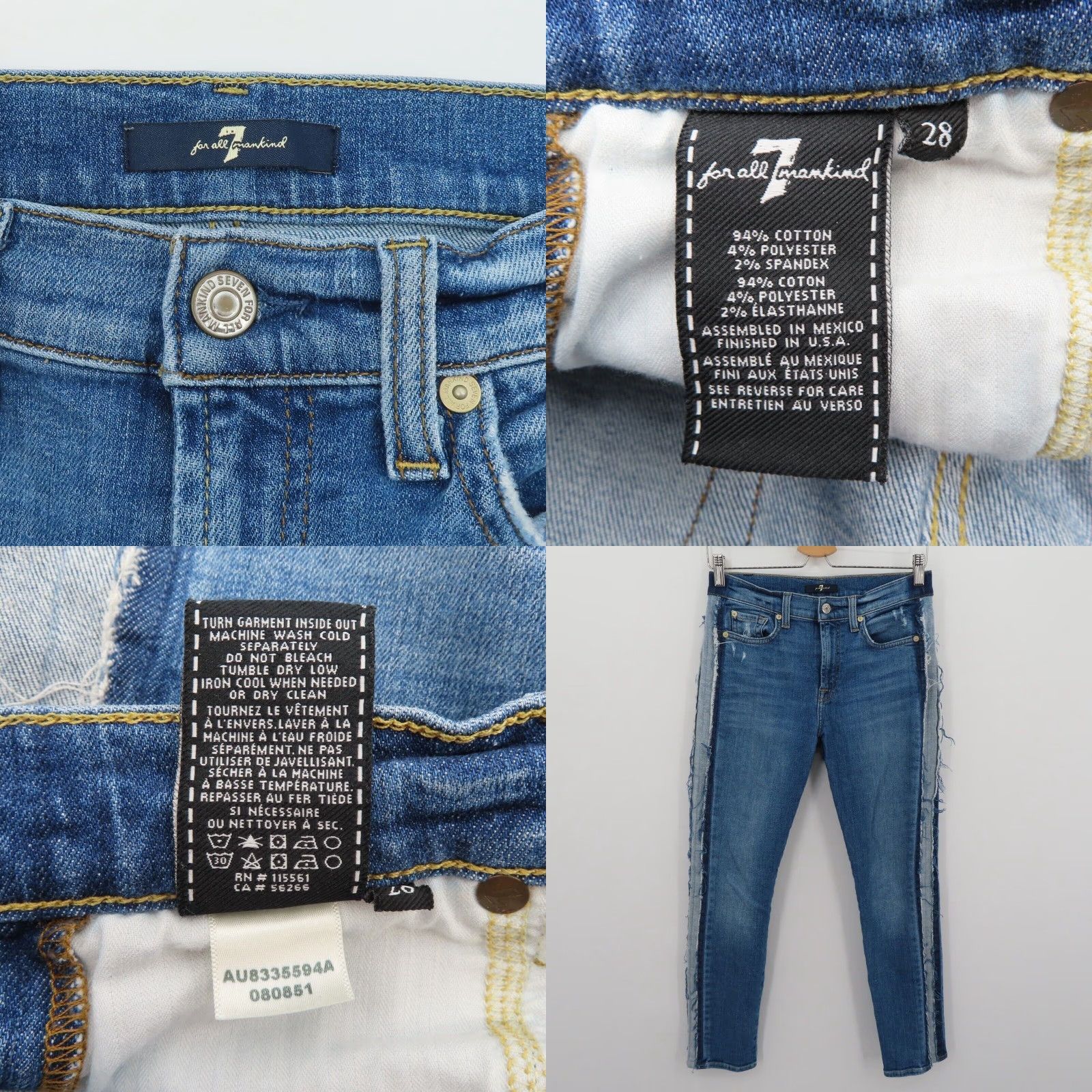 7 For All Mankind 7 For All Mankind Women Jeans Roxanne Skinny Ankle 28 Blue Denim Size 28" / US 6 / IT 42 - 8 Thumbnail