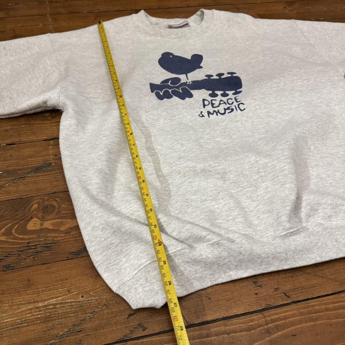 Hanes Gray Vintage 90s Peace & Music Crewneck Sweatshirt Size US L / EU 52-54 / 3 - 6 Thumbnail