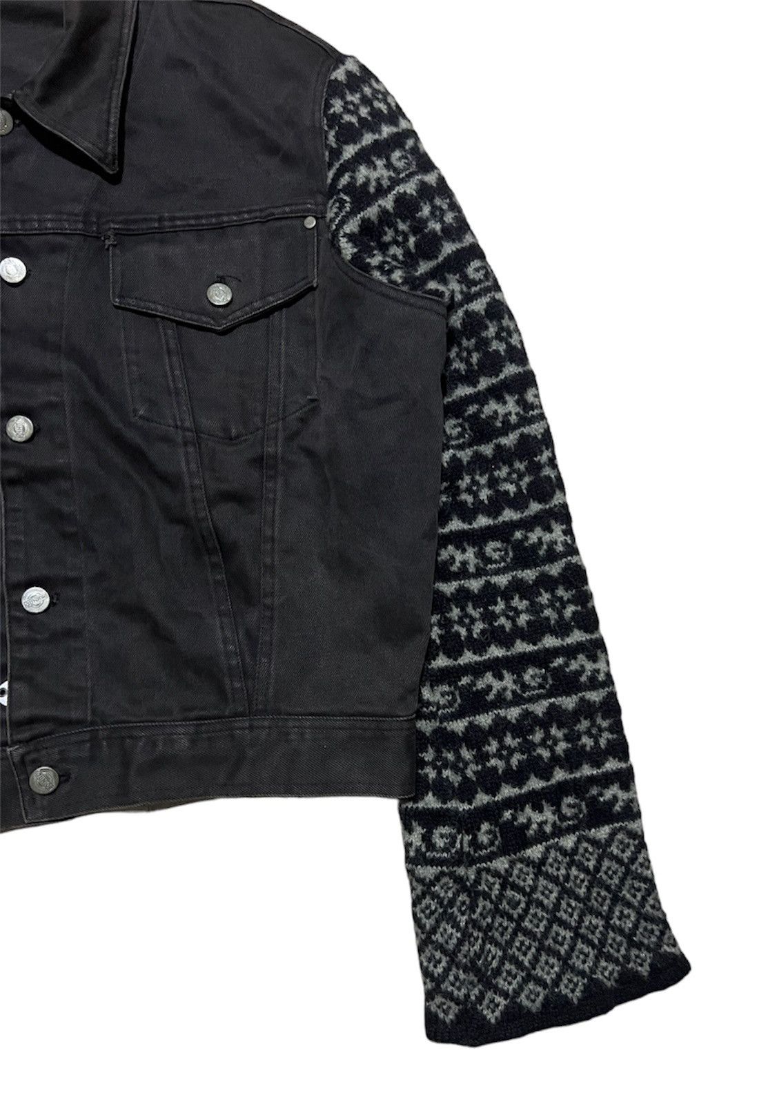 Vintage 80S JEAN PAUL GAUTIER Wool Sleeve Denim Jacket Size US M / EU 48-50 / 2 - 2 Thumbnail