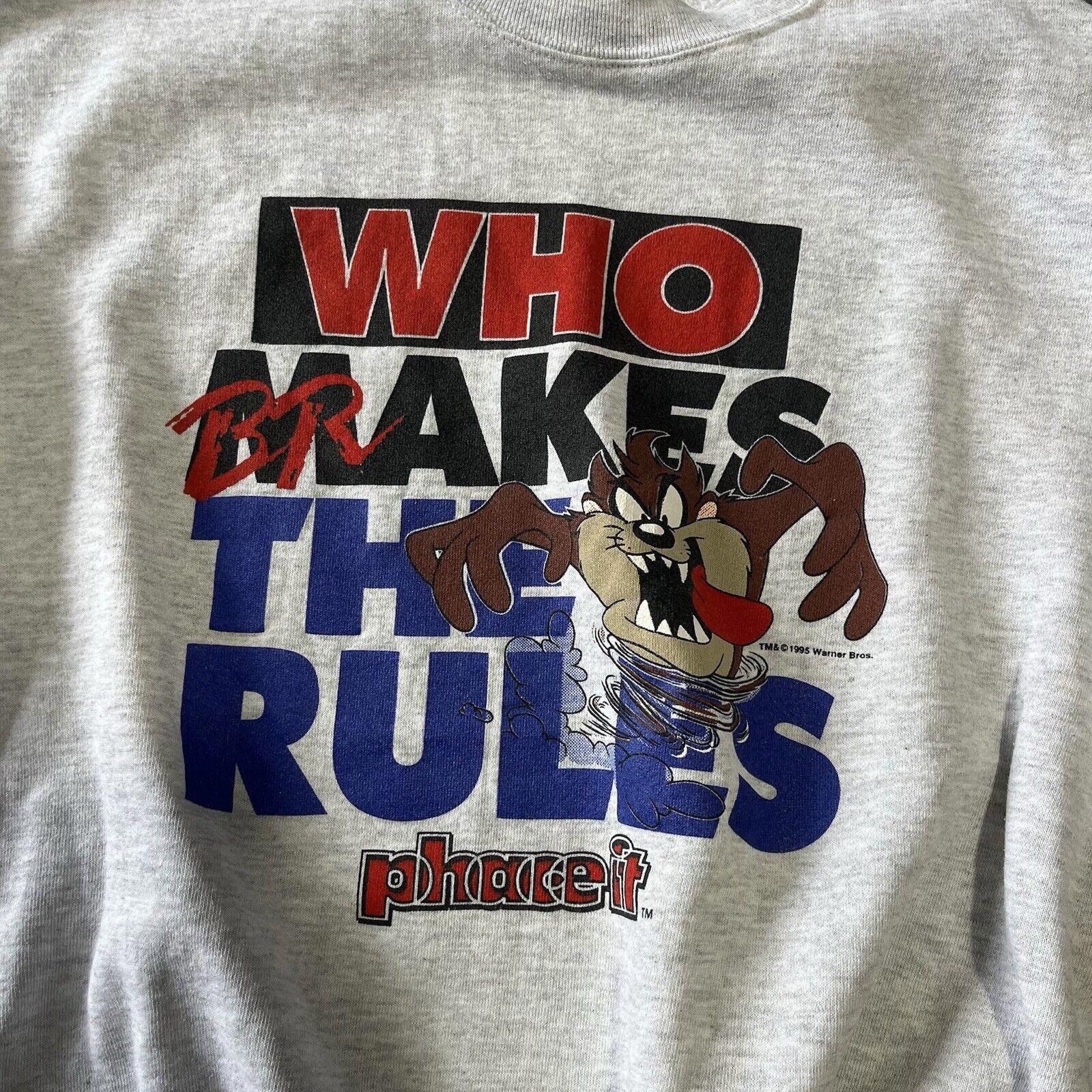 Fruit Of The Loom Vintage Looney Tunes Crewneck XL/L TAz Looney Times Tag USA Size US XL / EU 56 / 4 - 2 Thumbnail