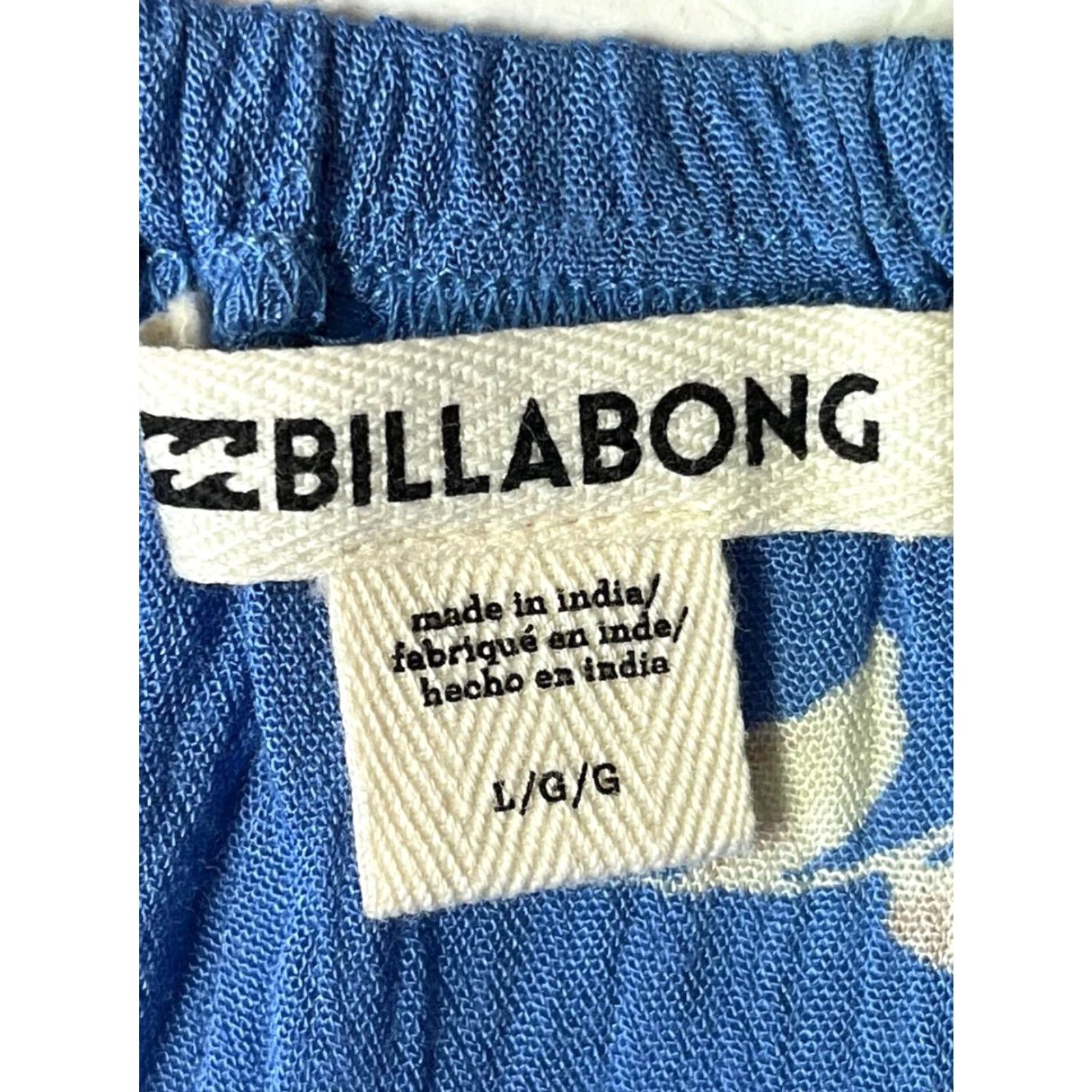 Billabong Billabong Womens Blouse Shirt Short Sleeve Boat Neck Puff Ruffle Floral Blue L Regular Womens Size L / US 10 / IT 46 - 5 Thumbnail