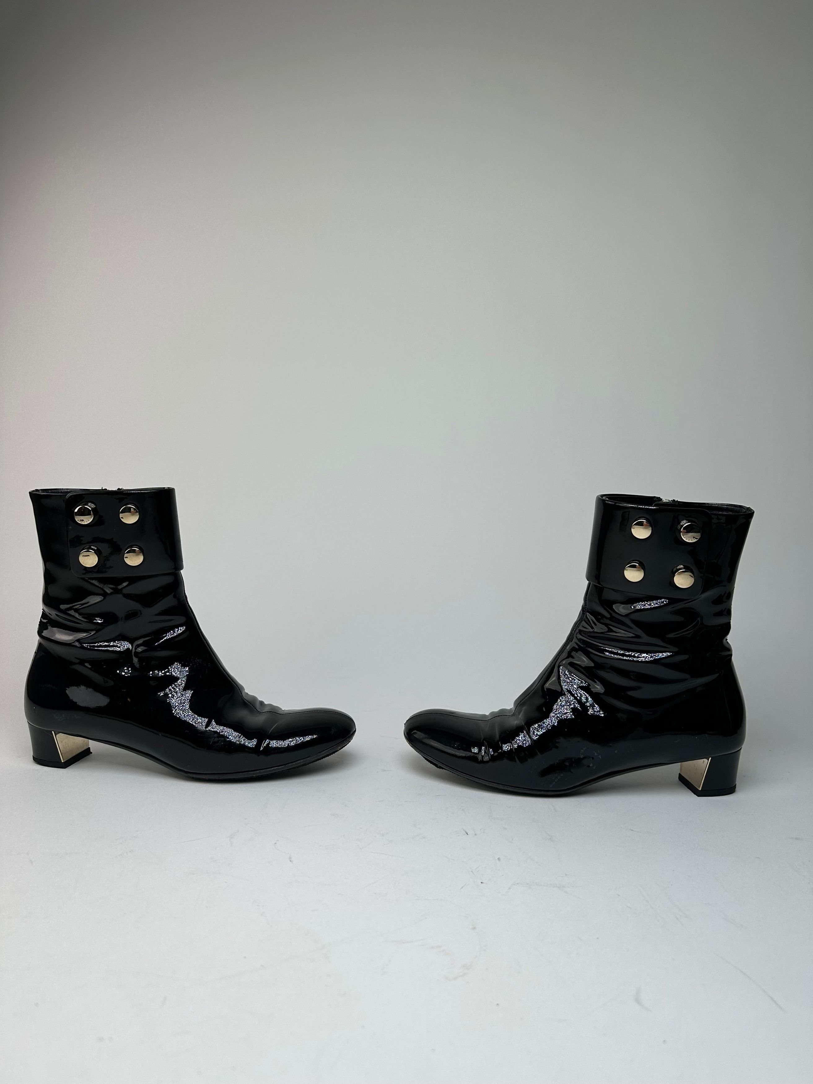 Gucci Vintage Patent Leather Heeled Boots Black EU36,5 Size US 5.5 / IT 35.5 - 1 Thumbnail