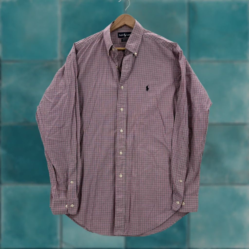 Ralph Lauren VINTAGE Ralph Lauren Shirt Mens Red Check Long Sleeve Yarmouth 15.5 34/35 90s Size US L / EU 52-54 / 3 - 1 Thumbnail