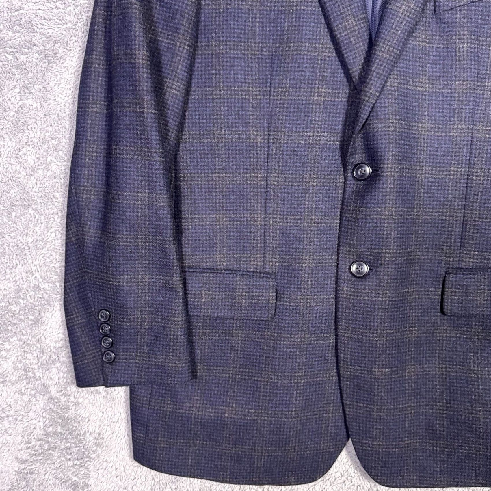 Joseph Abboud Joseph Abboud Blazer Men 42R Sport Coat Wool Windowpane Blue Notch Lapel Modern Vintage? No Size 42R - 3 Thumbnail