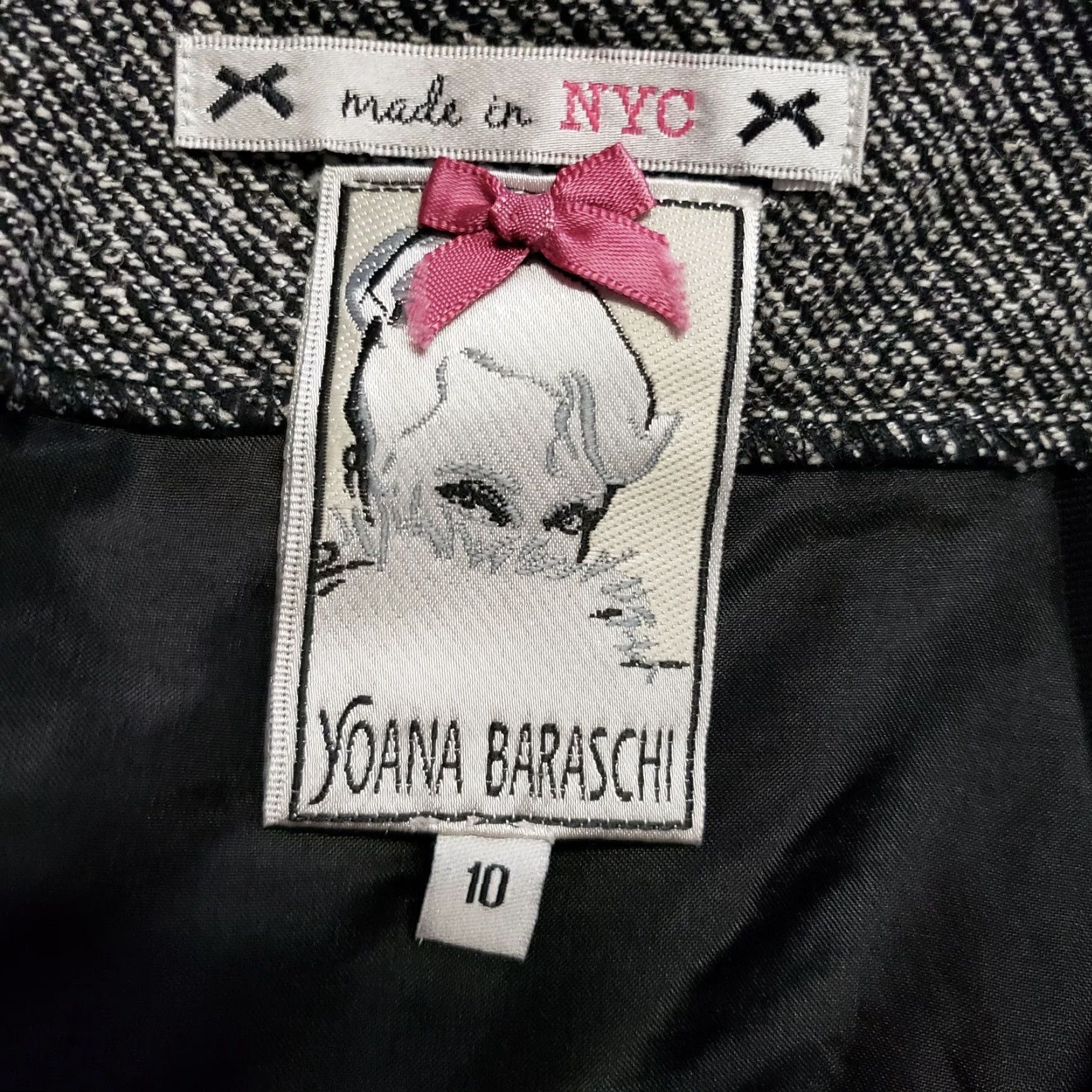 Vintage Yoana Baraschi Womens Skirt Sz 10 Black Wool Blend Pencil Knee Length Zip Size 32" / US 10 / IT 46 - 3 Thumbnail