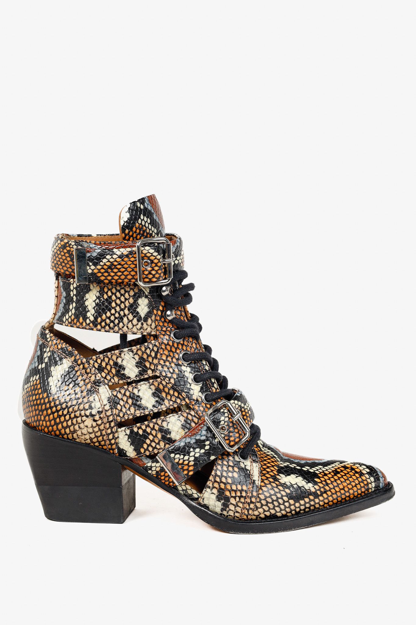 Chloe Chloe Rylee Python-Print Leather Ankle Boots Size US 9 / IT 39 - 1 Thumbnail