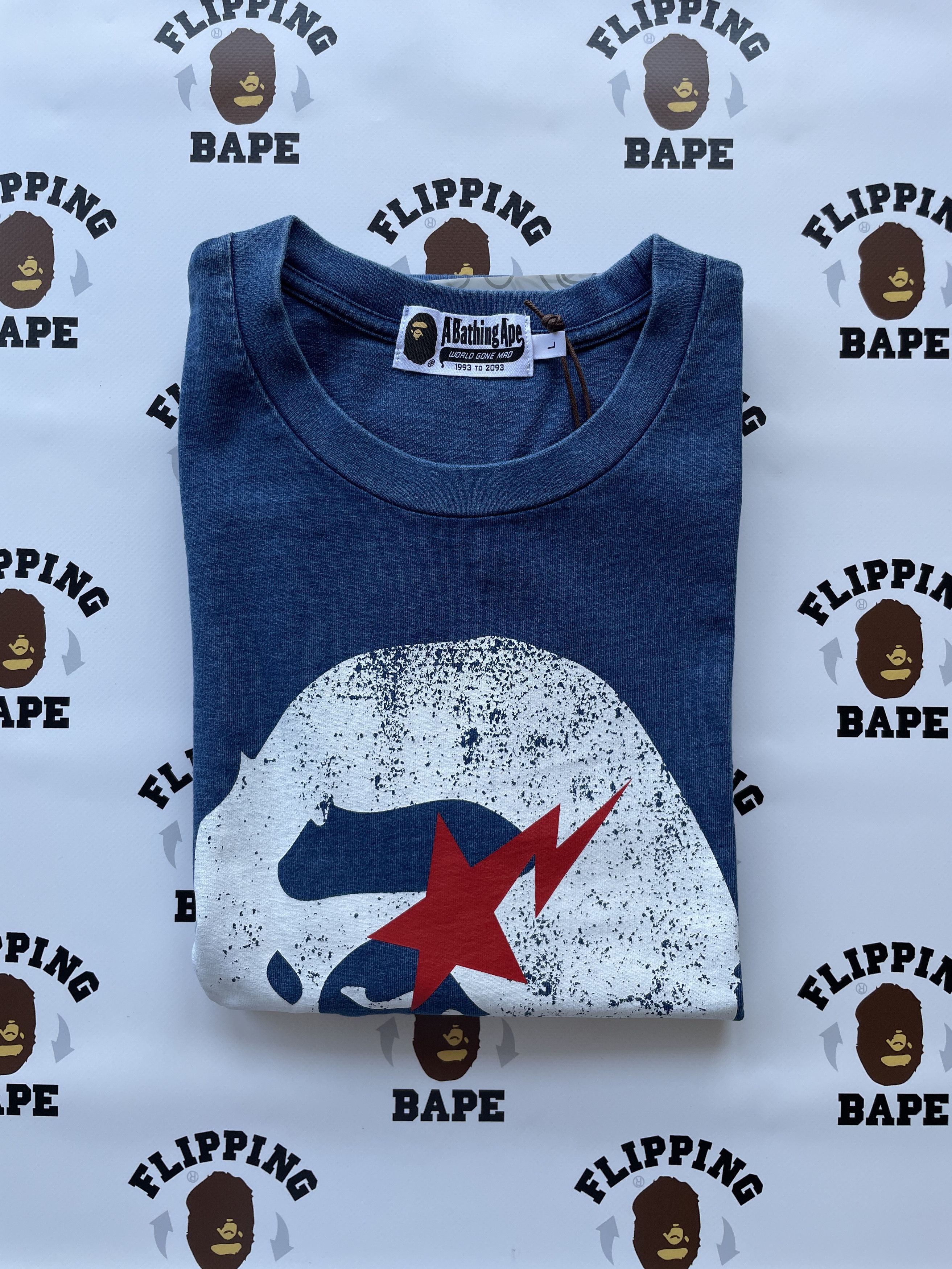 Bape BAPE APE HEAD INDIGO TEE Size US L / EU 52-54 / 3 - 5 Thumbnail
