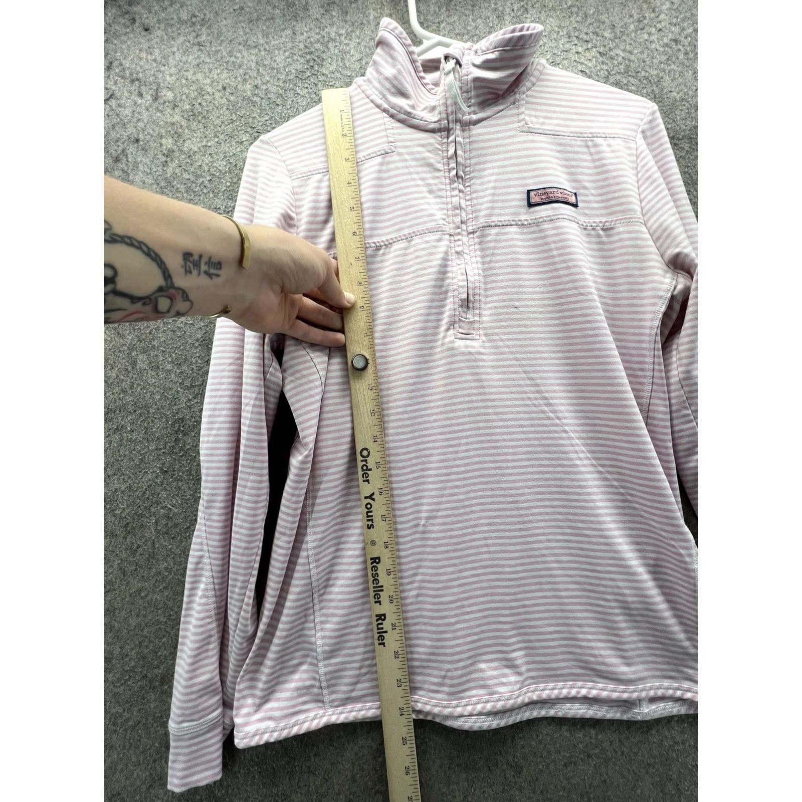Vineyard Vines Vineyard Vines Shirt Womens Small Pink Stripe Mock Neck 1/4 Zip Jersey Top Size S / US 4 / IT 40 - 2 Thumbnail