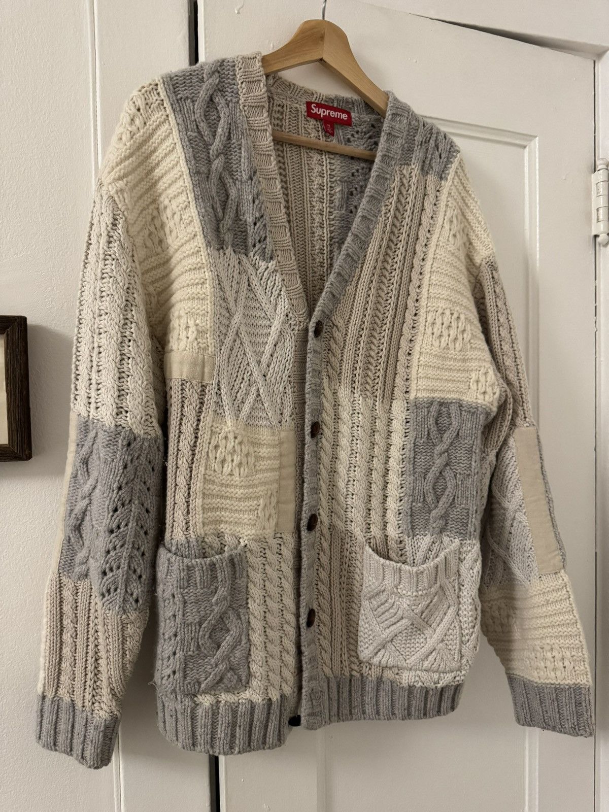 Supreme Patchwork Cable Knit Cardigan