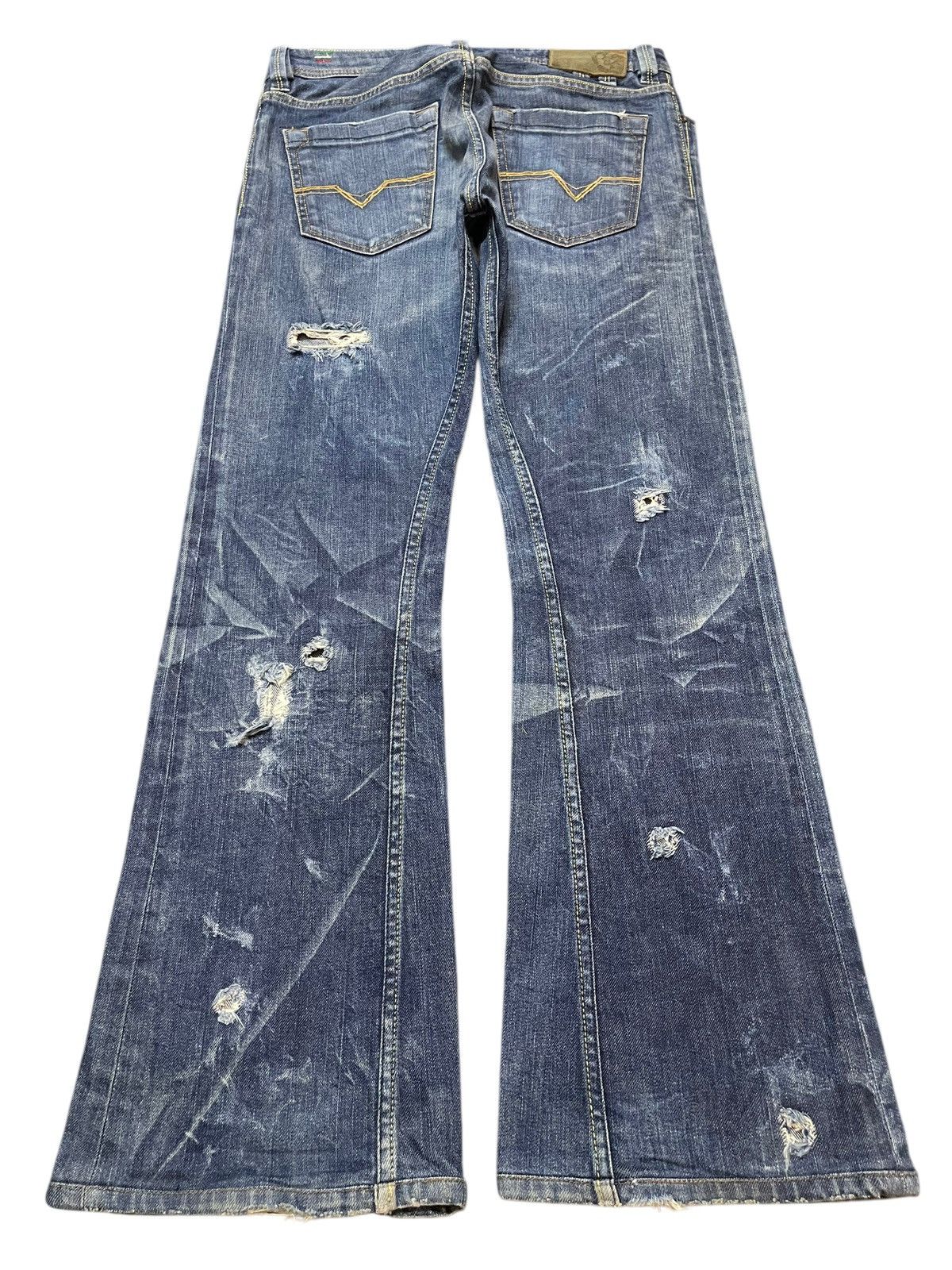 Diesel Vintage Diesel Industry Faded Wash Distress Wide Leg Jeans Size US 30 / EU 46 - 2 Thumbnail
