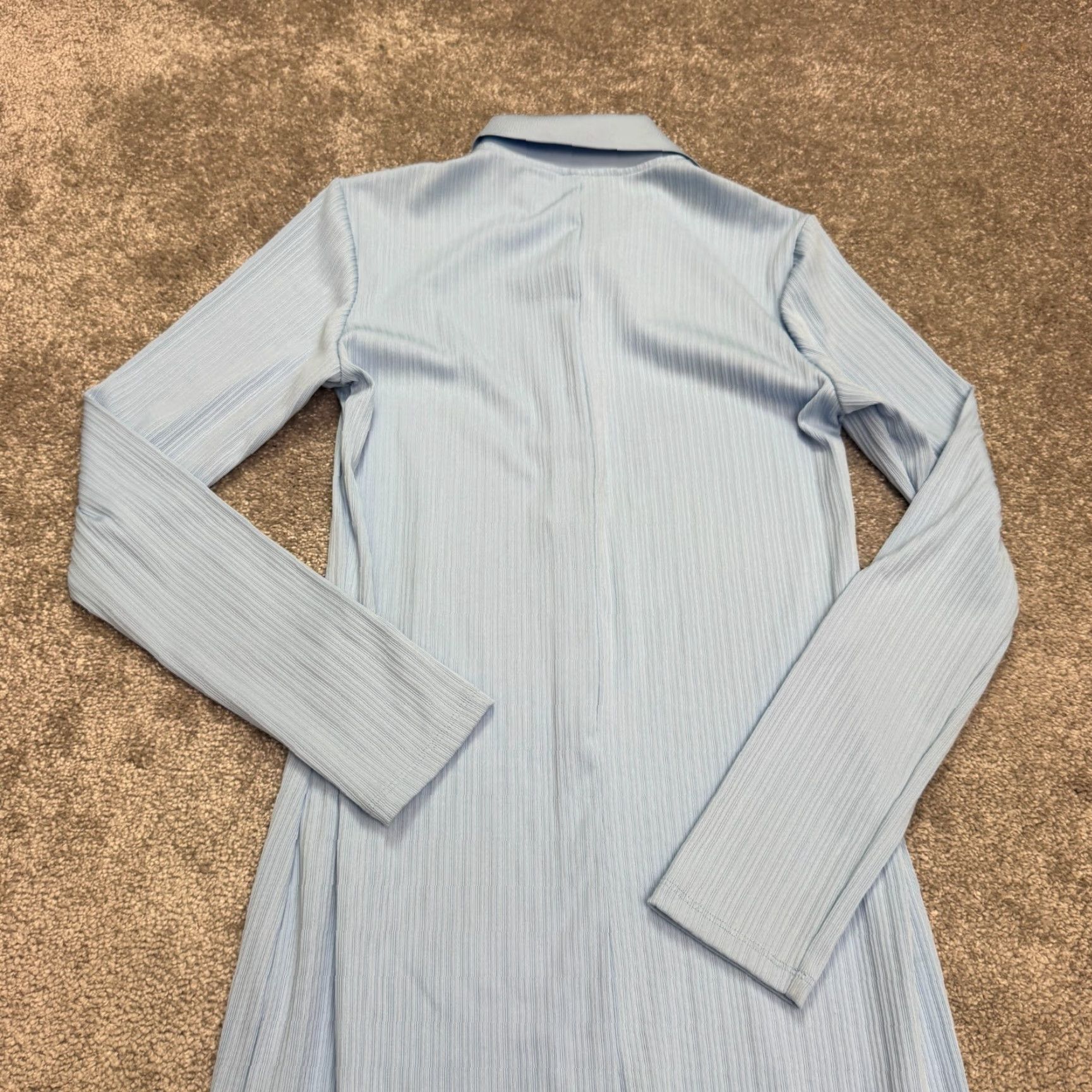 H&M H&M Long Sleeve Maxi Polo Dress Womens Medium Blue Rib Knit Back Slit Stretch Size M / US 6-8 / IT 42-44 - 3 Thumbnail