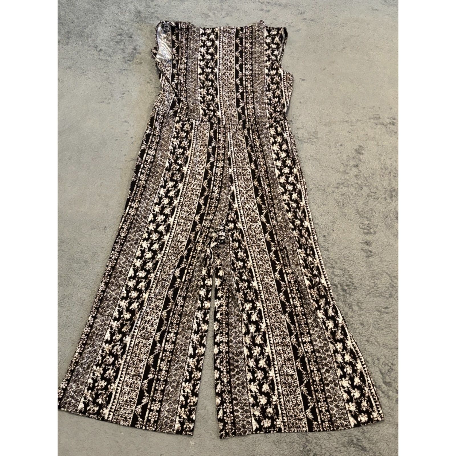 Vintage Connected Apparel Jumpsuit Womens 10 Brown Geometric Striped Flowy Boho Size 32" / US 10 / IT 46 - 6 Thumbnail