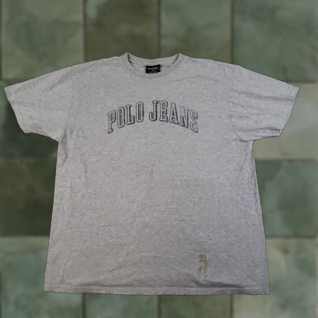 Vintage VINTAGE Polo Jeans Co Ralph Lauren Shirt Mens XL Gray Spell Out Tee Flaw Y2K Size US XL / EU 56 / 4 - 1 Thumbnail