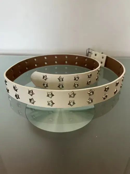 image of Vintage Star Rivet Belt (White), Men's