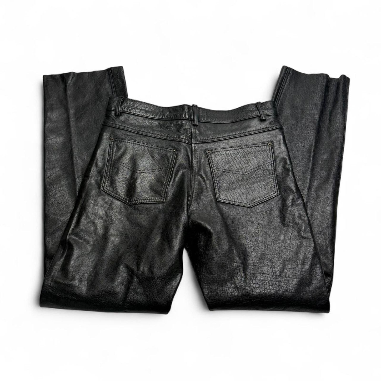 Element Xelement Black Genuine Leather Motorcycle Pants Womens 12 Size 34" / US 12 / IT 48 - 4 Thumbnail
